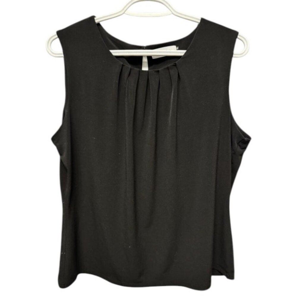 Calvin Klein black sleeveless pleated neck top size M